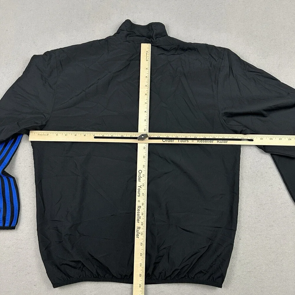 Adidas Jacket Men Small Black Blue Stripe 1/4 Zip Lightweight Windbreaker S